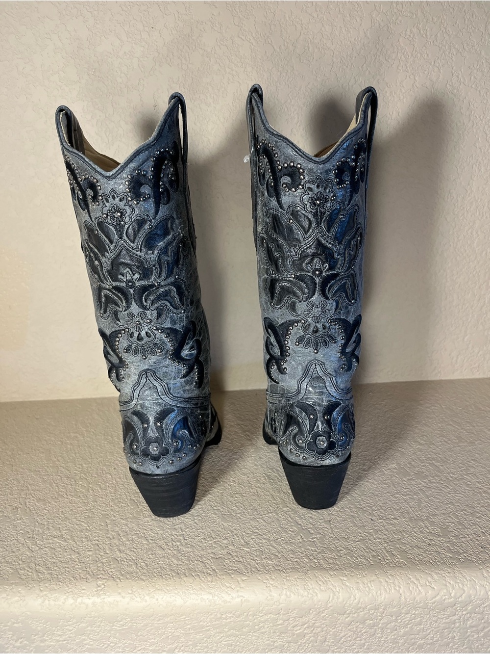 Corral Tooled Leather Western Boots in Gray & Black - Picture 3 of 6